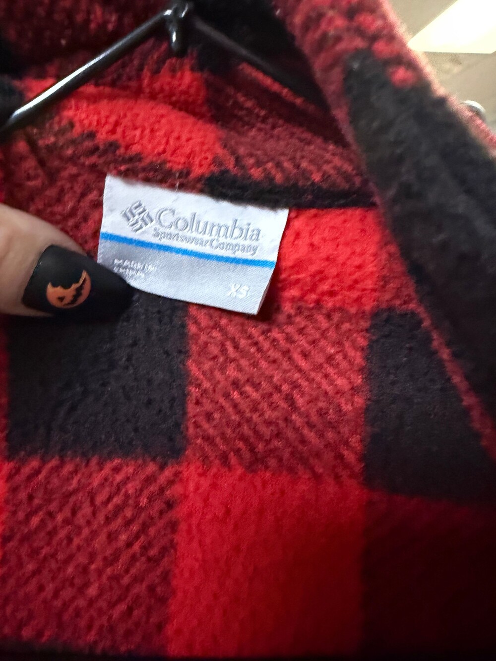 Columbia Youth Zip Up Fleece Jacket Red Black Buffalo Plaid XS